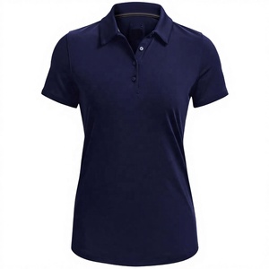 เสื้อโปโลแขนสั้นสีกรมท่าสำหรับผู้ชาย สีพื้น แห้งเร็ว ผ้าถัก สไตล์ลำลอง - Product Image 1