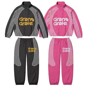 Ensemble coupe-vent 2 pièces pour homme, style streetwear, color block, survêtement imperméable, veste et pantalon de jogging - Product Image 3