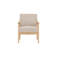 Canapé individuel rembourré en tissu confortable haute performance avec pieds en bois massif robustes et accoudoirs contemporains pour hôtel