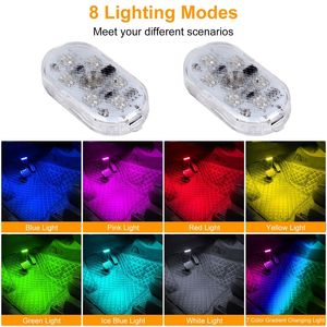 Juego de 4 Luces Interiores Inalámbricas para Auto, Recargables por USB, Magnéticas, con 8 Modos de Iluminación, Accesorios para Auto - Product Image 3