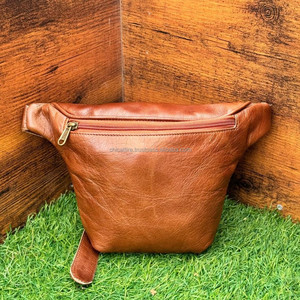 Sac de taille en cuir crunch pleine fleur fait à la main en cuir véritable pochette de voyage qualité supérieure sangle réglable sac banane pour unisexe - Product Image 4