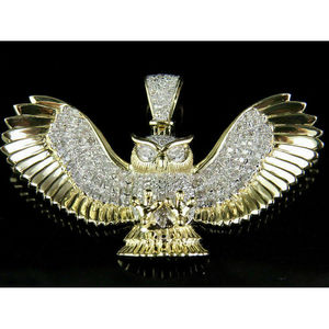 Collier pendentif hibou diamanté avec ailes écartées |   Bijoux Hip Hop Bling Animal pour Unisexe - Product Image 1