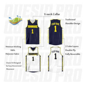 Maillots de basket-ball pour hommes, chemises de sport double face de haute qualité, maillots de basket-ball pour adultes et enfants, vêtements de sport légers en maille pour équipes - Product Image 2