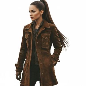 <b>Brown</b> Cow <b>Leather</b> Windproof Washed Biker Motorcycle <b>Jacket</b> <b>Women</b> Zipper Closure Regular Fit Full Sleeves Winter Outerwear - Product Image 1