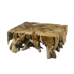 Luxury Square Solid Teak <b>Root</b> Block <b>Coffee</b> <b>Table</b> Modern Rustic Style Handmade Premium Natural Wood Sustainable Furniture - Product Image 3