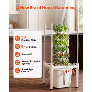 Kit Torre Idroponica a 6 Livelli con 30 Cialde, Luce LED per Coltivazione, Controllo Tramite App, Sistema Aeroponico Idroponico Verticale per Giardino Domestico - Product Image 2