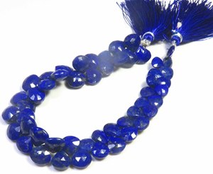 Perles de pierre précieuse en lapis-lazuli naturel facettées, percées sur le côté, forme cœur, 6-9 mm, bleu lapis-lazuli, brin de 7,5 pouces pour bricolage - Product Image 3