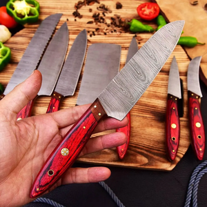 Juego de Cuchillos de Chef Profesionales LEGACY BLADES de Damasco, 8 Piezas, Mango de Madera, Hechos a Mano, Afilados como una Navaja, Ambidiestros, Cuchillos Sostenibles - Product Image 1
