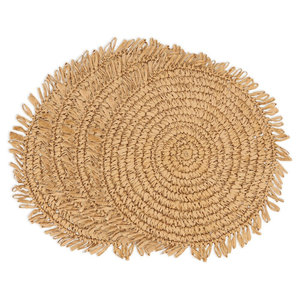 Manteles individuales redondos de papel de rafia natural Suministros para manualidades DIY para fines decorativos - Product Image 1