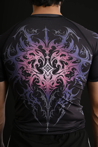 Camiseta Deportiva de Manga Corta para Hombre, Negra, con Estampado de Dragón Morado, Protección UPF50+, Secado Rápido, Antibacteriana, Ecológica, de Poliéster, con Diseño de Logotipo Frontal - Product Image 6