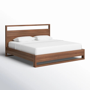 Cadre de lit en bambou au design moderne et épuré avec tête de lit en teck massif, plateforme Queen Size, mobilier de chambre à coucher - Roberta - Product Image 3