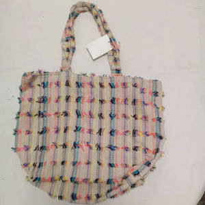 Sacs fourre-tout bohèmes artisanaux en toile multi-textures, tissés et brodés à la main, avec fermeture éclair haute résistance – Tous les sacs fourre-tout - Product Image 1