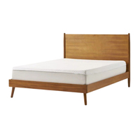 Cama Doble Furaka de Madera Maciza de Acacia, Estilo Moderno de Mediados de Siglo, Patas Inclinadas, Plataforma, Acabado Natural