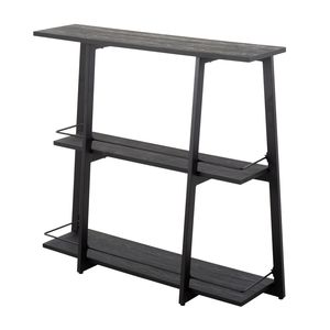 Librería industrial Conversge en acero negro y bambú negro - Product Image 3