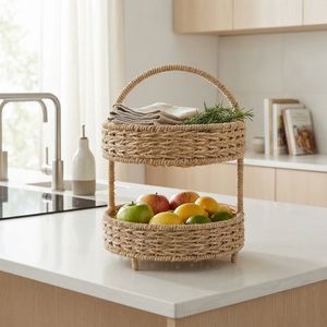 Porte-ustensiles de cuisine en rotin tressé à la main, panier de rangement en paille naturelle, organisateur de table rustique, artisanat balinais, outil de cuisine domestique - Product Image 3
