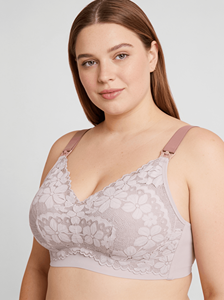 Bmama Plus Size Lace Nursing <b>Bra</b> Wireless Breastfeeding Maternity <b>Bra</b> Front <b>Open</b> Full Cup C E Cup - Product Image 4