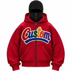 Sweat à capuche zippé personnalisé pour homme, épais, avec cagoule intégrée en molleton de coton vierge style sergé multicolore, fabriqué aux États-Unis - Product Image 1
