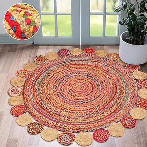 Tapis rond Chindi, tapis design bohème pour chambre à coucher, chambre d'amis, salon, chambre de fille, paillassons - Product Image 1