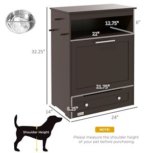Stazione di Alimentazione Portatile per Animali Domestici in Bambù Grigio con Contenitore per Cibo, Ciotole Rialzate e Accessori per l'Idratazione - Product Image 3