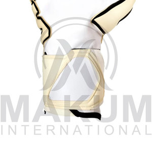 Gants de gardien de but de football à doigts entiers, blancs avec bordure noire, antidérapants, en polyester, unisexes, pour toutes les saisons - Product Image 3