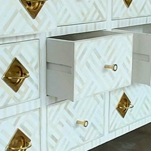 Cajón con Incrustaciones de Hueso de ILAHI, Diseño Moderno con Detalles de Ágata, Mueble Portátil para el Hogar - Product Image 1