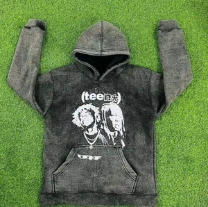 OEM ODM Sweat à capuche zippé de haute qualité, grammage lourd, en coton French Terry, style vintage délavé à l'acide, brodé sur mesure et orné de strass - Product Image 6