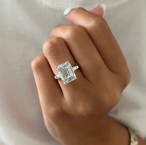 Three Stone Lab Grown <b>Diamond</b> <b>Ring</b> 7 Carat Tapered Baguette 18k White Gold Trendy Design IGI Certified VVS Clarity Women's - Product Image 1