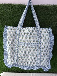 Sac fourre-tout matelassé en coton de haute qualité, grand format, style vintage, couleur unie, fait main, sac à bandoulière réutilisable et écologique - Product Image 4