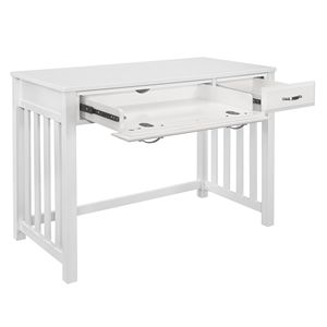 Moderno tradizionale scrivania in legno con 2 cassetti e cassetto della tastiera 1PC in bianco finitura mobili - Product Image 4