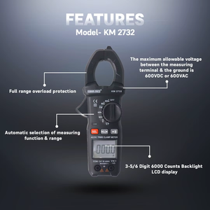 Pince ampèremétrique KM2732 |   600A AC/DC TRMS |   Multimètre numérique de haute précision - Product Image 4