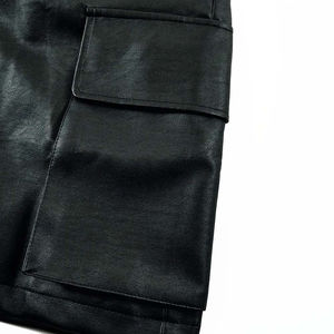 Real Leather Solid Front Logo Mini <b>Split</b> <b>Skirt</b> Shorts Mid Waist Elegant Party Clubwear Fashion Ladies Slim Fit OEM - Product Image 5