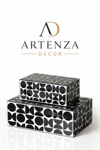 Black White Striped Resin Inlay Modern Space-<b>Saving</b> Jewelry <b>Box</b> Rectangle Storage Case Lid Decorative Organizer for Home Gift - Product Image 3