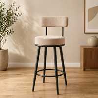 Tabouret de bar industriel réglable avec dossier, chaise moderne en daim beige pour hôtel, atelier, usage commercial extérieur