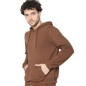 Custom Print Winter Hooded 100% Cotton Fleece Men's Tracksuit Set Flared Pant Pullover Hoodie Streetwear Solid Heavyweight - Product Image 4