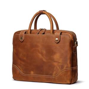 Bolso de Mano de Gran Capacidad, Estilo Vintage, para Uso Diario y Viajes, Maletín de Cuero Genuino para Portátil de 14 Pulgadas, para Oficina y Negocios, para Hombre, LLB-0316 - Product Image 2