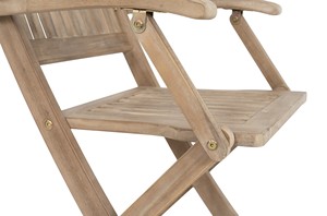 เก้าอี้เท้าแขนทำจากไม้ยูคาลิปตัสแบบพับได้เก้าอี้กลางแจ้งผิวแบบธรรมชาติพร้อมที่วางแขนสำหรับระเบียงสวน - Product Image 4