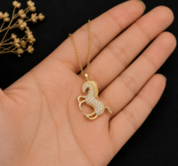 Collier pendentif cheval en argent sterling 925 plaqué or, chaîne câble, design animalier de luxe, unisexe, à porter au quotidien, cadeau pour lui