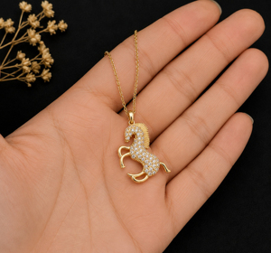 Collar con Colgante de Caballo en Plata de Ley 925 Chapado en Oro, Cadena de Cable, Diseño Animal de Lujo, Unisex, para Uso Diario, Regalo para Él - Product Image 5