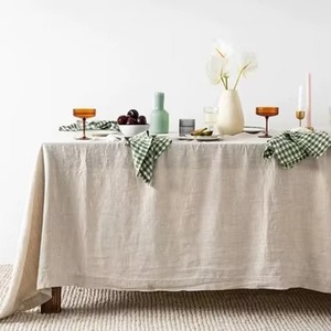Large Cotton <b>Tablecloth</b> Wrinkle Free Classic Tableware for Home Hotel Restaurant Cafe Kitchen and Dining Farmhouse Decor - Product Image 1