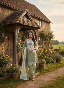 Premium Pure GMY Silk Kurta <b>Pant</b> Set with Digital Print, Heavy Embroidery <b>Sequins</b> Work and Designer Dupatta Export Quality - Product Image 4