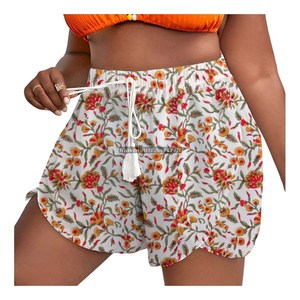 Shorts de Verano Personalizados con Cordón Ajustable en la Cintura, Elásticos, Sueltos, para Mujer, Estampados a Mano, de Algodón - Product Image 2