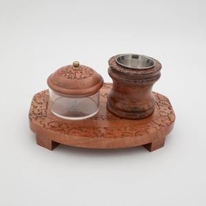 Quemador de Incienso de Madera de Mango con Grabado Láser, Soporte Aromático con Tarro de Almacenamiento para Fragancia del Hogar - Product Image 3