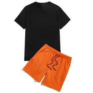Nieuwste Collectie Hoge Kwaliteit Heren Mode Halve Mouw Shorts Set Slim Fit Twee Stuks Sportpak Patch Werk Zomer Zweetpak