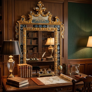 Espejo de Pared Barroco Veneciano de Lujo de 60x36 Pulgadas con Corona Ornamentada y Marco con Incrustaciones de Oro Antiguo |   Espejo Vintage para Decoración del Hogar - Product Image 2