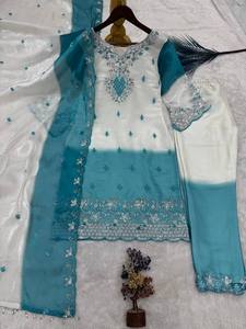 Stylish Embroidered <b>Kurti</b> Set with Pant & Net Dupatta – Designer Ethnic Wear for Women - Product Image 5