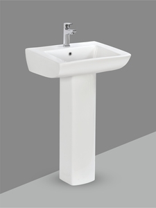 Lavabo de Pedestal Cuadrado Vitra de Lujo, Lavabo de Cerámica Montado en la Pared, Lavabo de Pie Resistente para Baño, Ideal para Proyectos de Exportación - Product Image 1