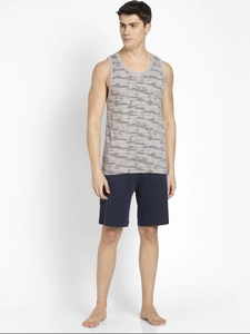 Camiseta sin mangas gris estampada para hombre, cuello redondo, informal, transpirable, de punto, para hacer ejercicio - Product Image 5