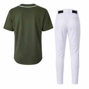 Short Sleeve Baseball Style <b>Athletic</b> Jersey with Stretch Performance Pants Team Sports Uniform Clothing Set Adult - Product Image 5
