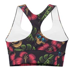 Soutien-gorge de sport dos nageur pour femme avec imprimé tête de mort et floral, maintien moyen, respirant, idéal pour le fitness et l'entraînement - Product Image 5