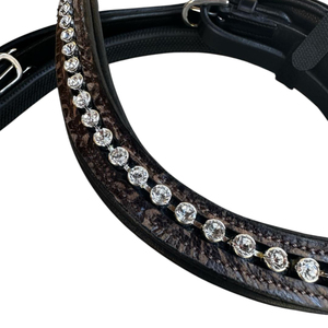 Cabezada de Cuero de Lujo Hecha a Mano con Cristales y Pedrería Elegante Estilo Inglés para Caballo, Personalizable en Color y Tamaño - Cob-Full Custom - Product Image 2